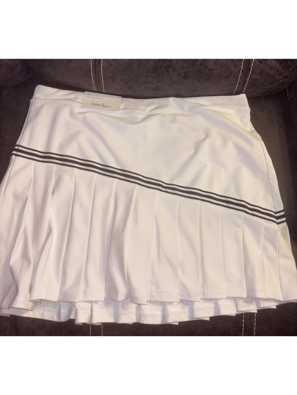 Walter Hagen Pleated Golf Skort White Black Stripe XL NWT 17 inch